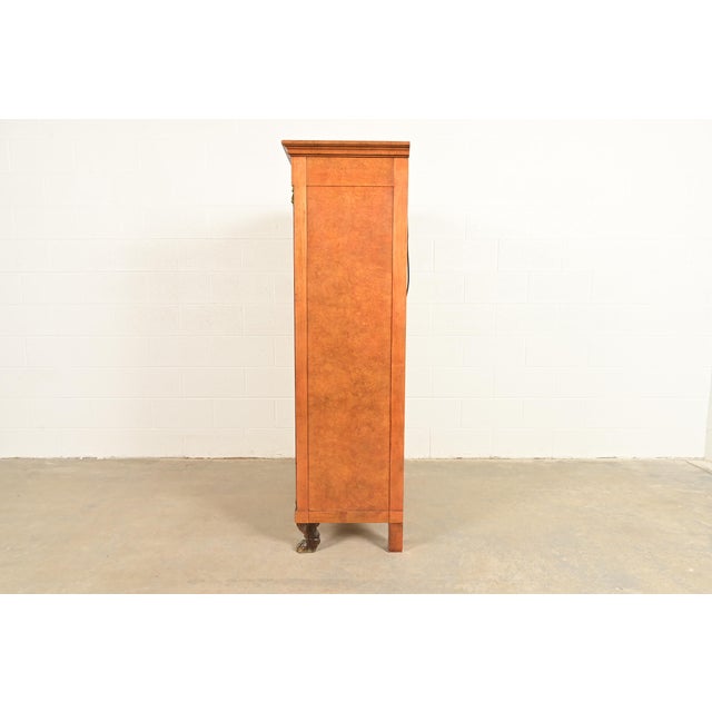 Baker Furniture French Empire Neoclassical Burl Wood Abattant Bar Cabinet, Circa 1980s For Sale - Image 14 of 18