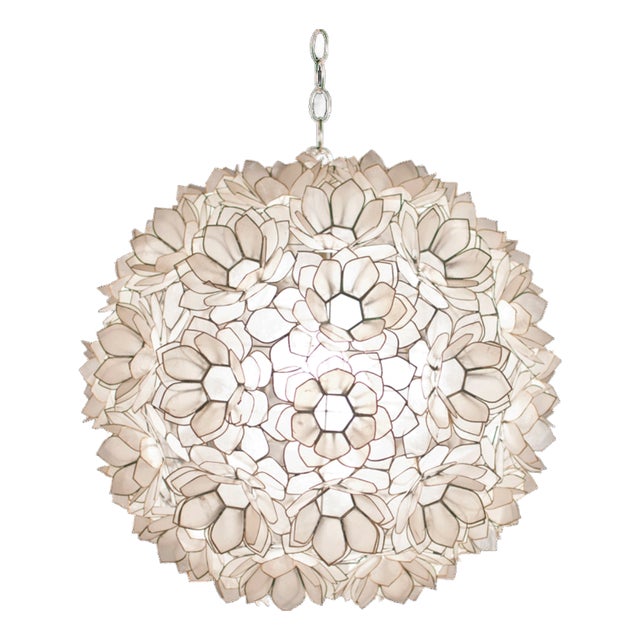 Matthew Izzo Home Jupiter Floral Capiz Shell 20" Pendant Light For Sale