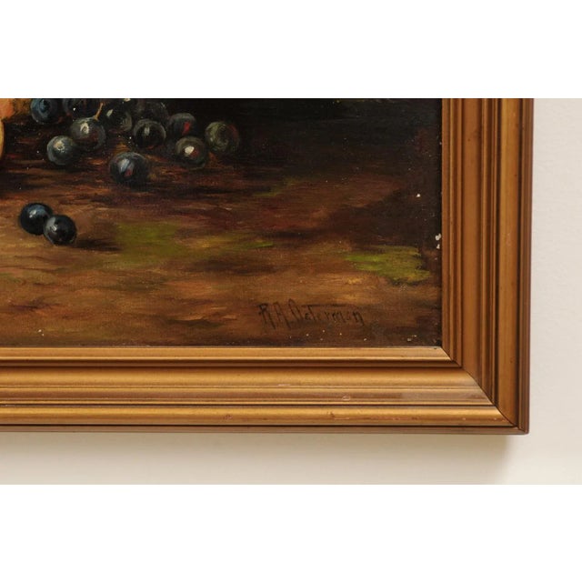 Mid 19th Century American School Still Life of Peaches and Grapes Oil Painting, Framed For Sale - Image 12 of 13
