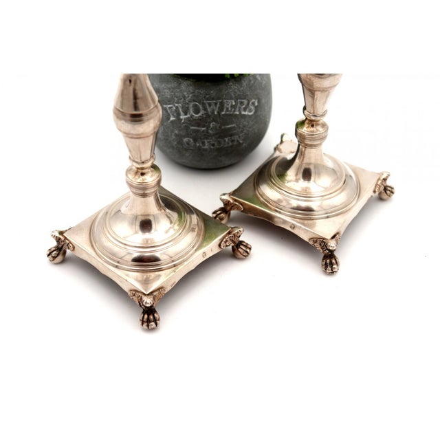 Silver Candlesticks with Turned Stems, Set of 2 For Sale - Image 3 of 8