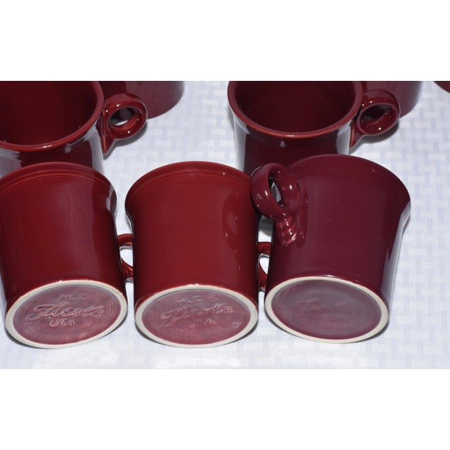 Burgundy 1990s Homer Laughlin Hcl Fiesta Wear Burgundy Ring Handle Flat Coffee Tea Mug- Set of 12 For Sale - Image 8 of 10