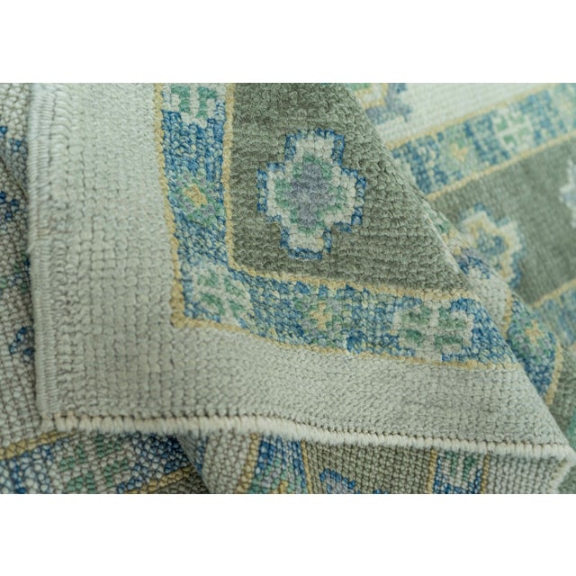 Turkish Oushak Rug 3' x 12'3" #19168 For Sale In Houston - Image 6 of 8