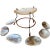 Mid 20th Century Bamboo Silver Clam Shell Mother of Pearl 7 Piece Caviar Set For Sale