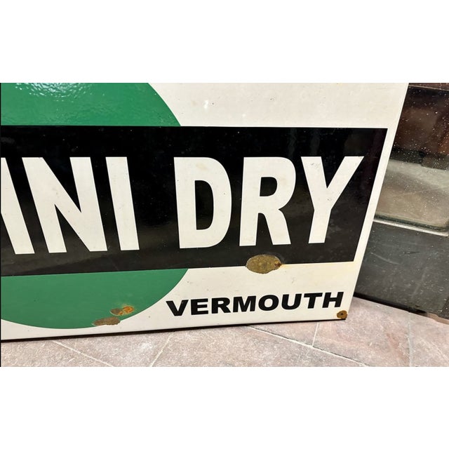 Old enameled Martini Dry Vermouth sign, 1960s This piece has an attribution mark, I am sure that it is completely...