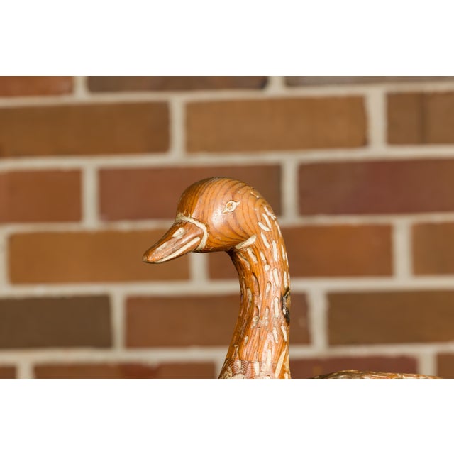 Italian 1920s Carved Wooden Duck Sculpture with Painted Accents For Sale - Image 12 of 12