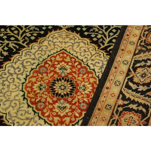 Shabby Chic 1980s Semi Vintage Kenny Black/Green Turkish Hand-Knotted Rug -5'0 X 6'5 For Sale - Image 3 of 8