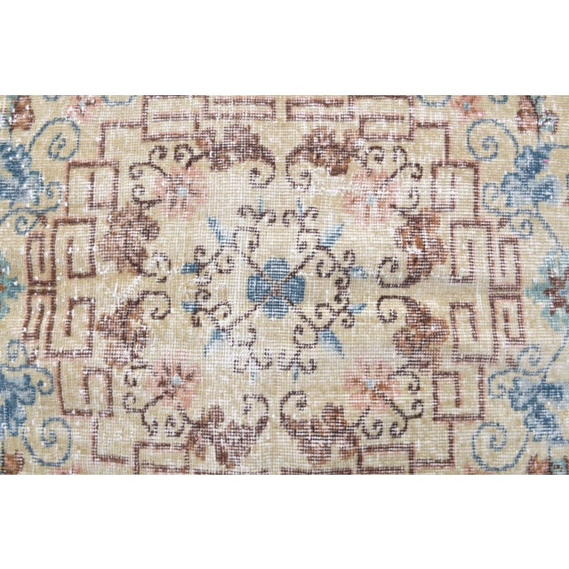 Beige Vintage Turkish Hand-Knotted Wool Cotton Beige Area Rug For Sale - Image 8 of 11
