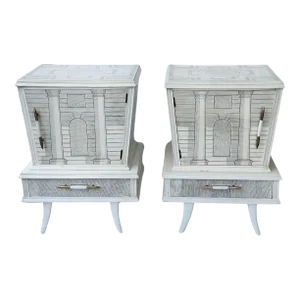 Pair of Italian Architectural Nightstands in the Style of Fornasetti, C. 1960s