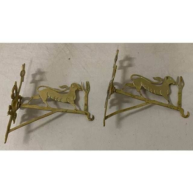 Religious Late 19th to Early 20th C. Brass Judaica Wall Brackets For Sale - Image 3 of 7