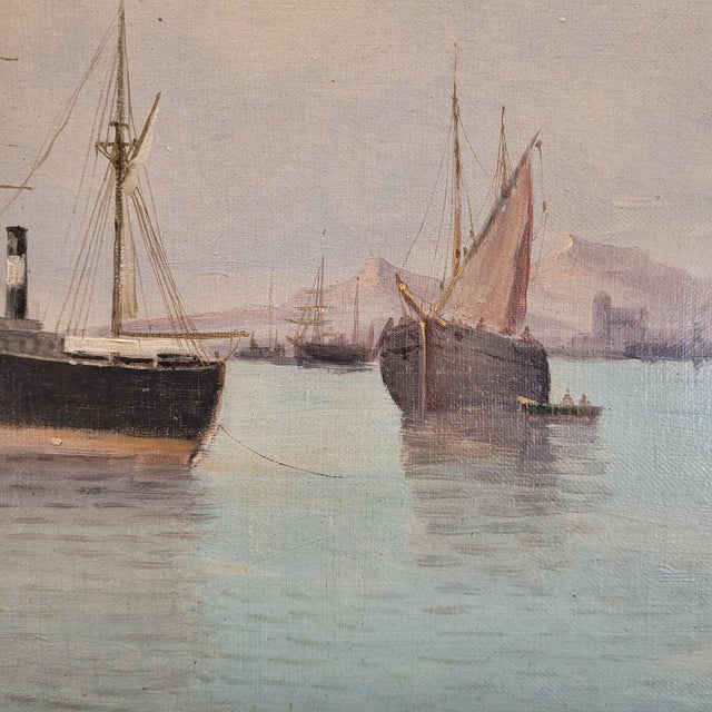 Bernard Van Beek, Kortenhoefs Ships, 1910, Oil on Canvas, Framed For Sale - Image 13 of 18