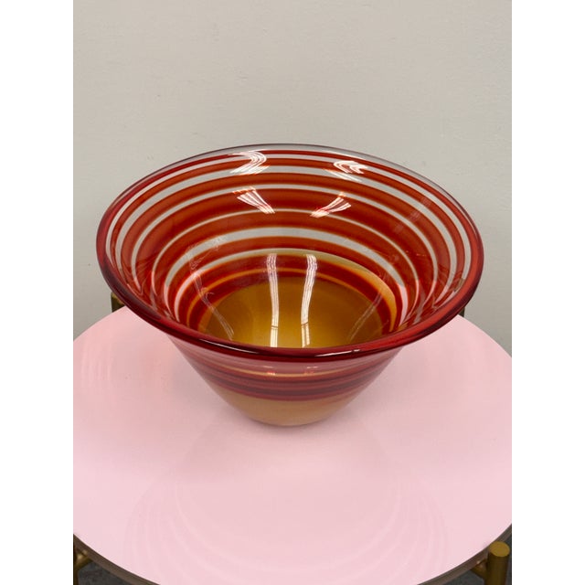 Amber Waterford Evolution Collection Striped Art Glass Bowl For Sale - Image 8 of 12