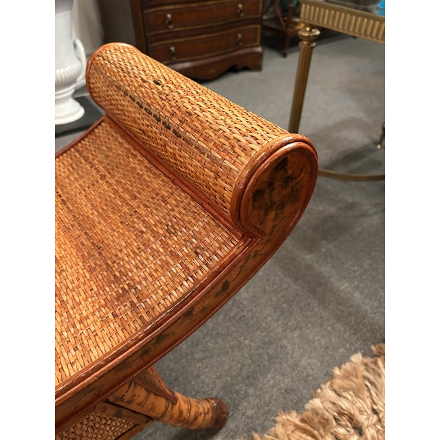 Tan Rattan & Bamboo Organic Modern Bench For Sale - Image 8 of 13