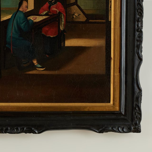 Antique Chinese Painting of an Interior Scene For Sale - Image 9 of 11