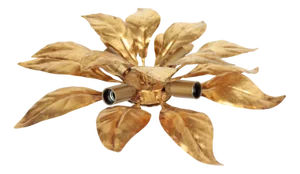 Vintage Golden Leaf Shape Lamp in Metal, 1970s