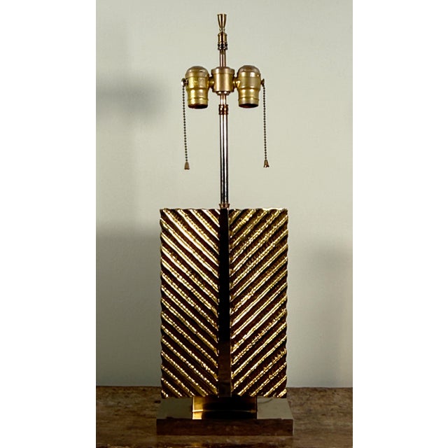 Baguès Vintage Hollywood Regency Maison Baguès Brass and Chrome Table Lamp For Sale - Image 4 of 11
