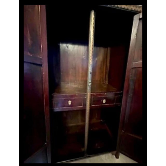 Asian Antique Late Qing Chinese Elm Lacquer Altar Cabinet Imperial Dragons & Guardian Tigers, c.1880–1915, 64” Tall For Sale - Image 3 of 10