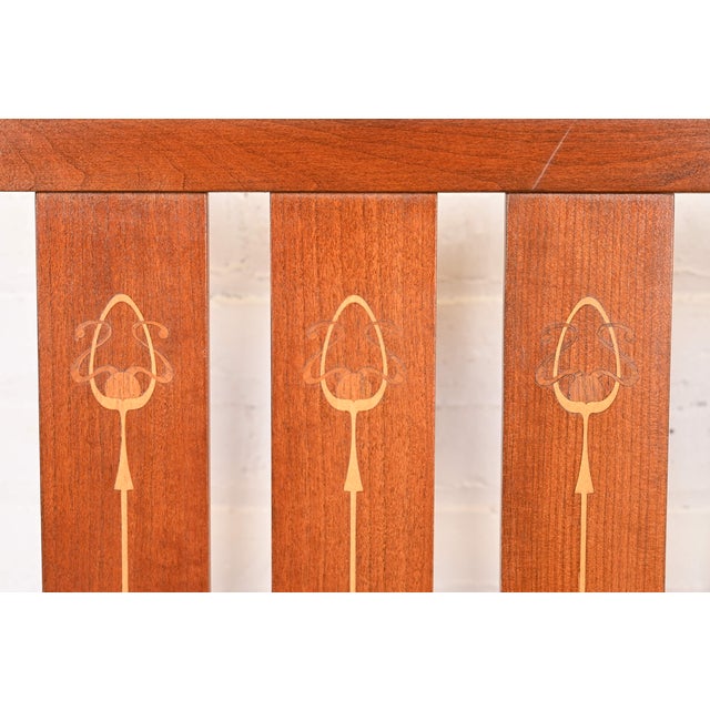 Wood Stickley Harvey Ellis Collection Inlaid Cherry Wood Bench or Settee For Sale - Image 7 of 14