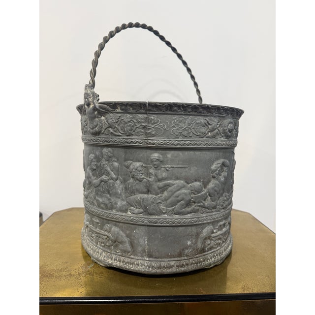 Traditional Georgian or French Neoclassical Cast Lead Bacchanal Cachepot, 19th Century For Sale - Image 3 of 13
