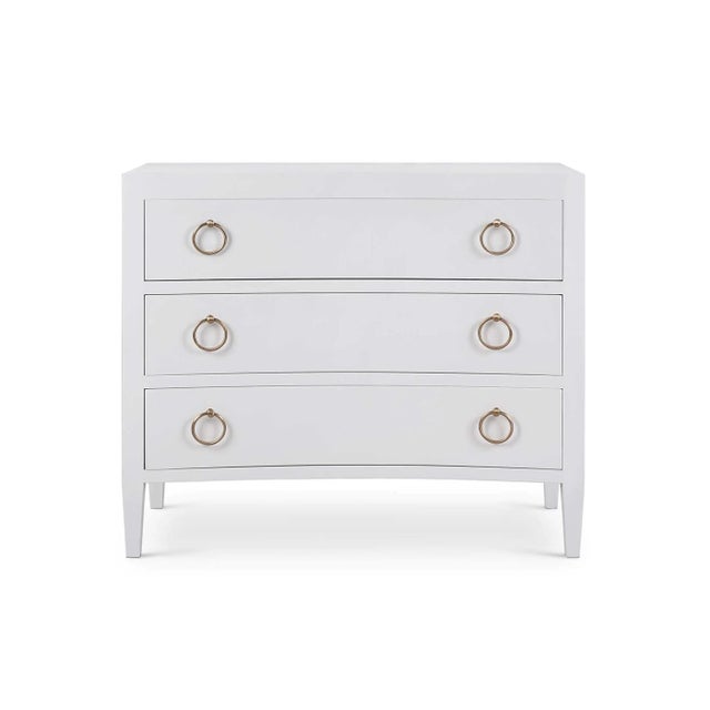 Mid-Century Modern White Linen Wrapped Modern Chest of Drawers For Sale - Image 3 of 5