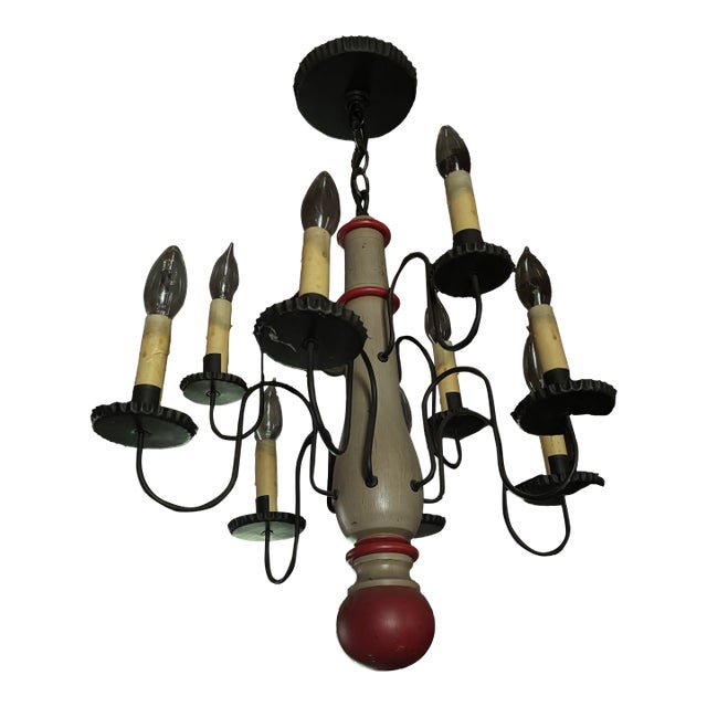1970s Colonial Reproduction 8-Arm Chandelier For Sale
