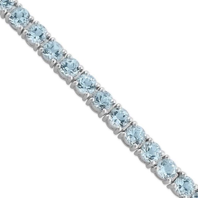 Not Yet Made - Made To Order 13 Ct Natural Sky Blue Aquamarine Tennis Bracelet in Sterling Silver For Sale - Image 5 of 13