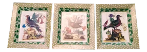 Vintage Chinoiserie Chelsea House Style Porcelain Bird Trinket Catchall Dish Trays -Set of 3