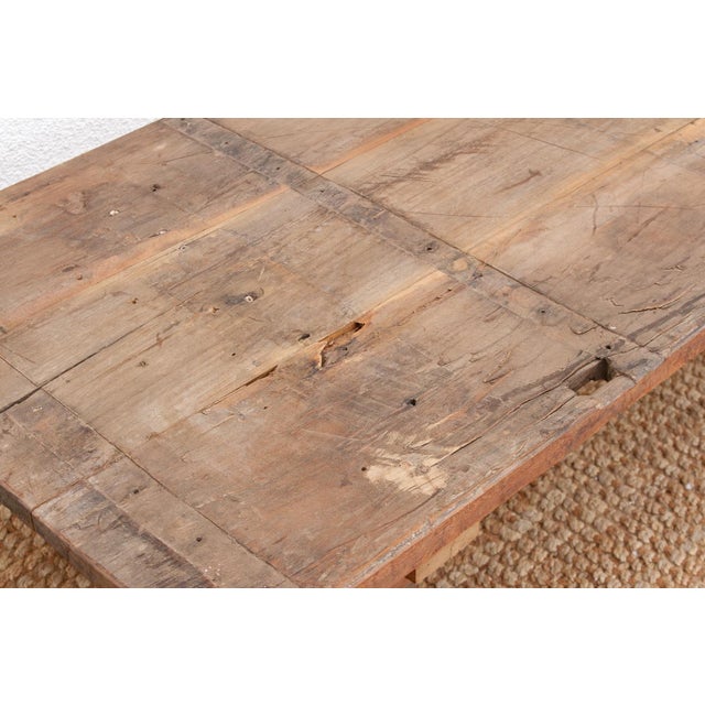 Industrial Antique Oxidized Teak South India Coffee Table For Sale - Image 3 of 12