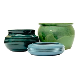 Vintage Mid Century Modern Mixed Greens Planters - Set of 3 For Sale