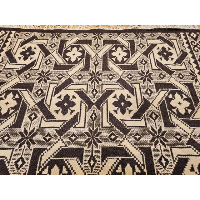 Textile Vintage American Southwestern Rug, Handwoven Wool, Geometric Pattern, Tan & Brown, 5x7 For Sale - Image 7 of 13