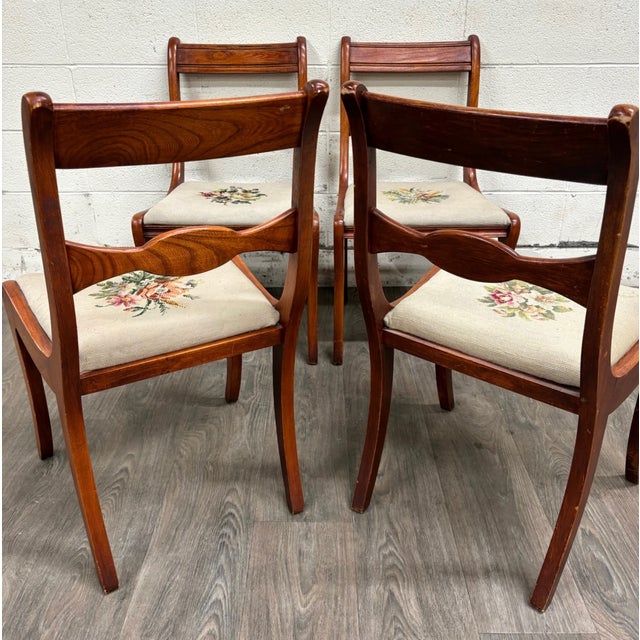 Antique Regency / Duncan Phyfe Style Needlepoint Upholstered Dining Side Chairs For Sale - Image 13 of 16