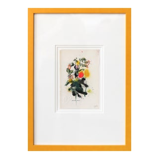 Bladder Campion - Yellow Framed Floral Artwork on Antique Botanical Book Page Artwork by Lee Herring For Sale