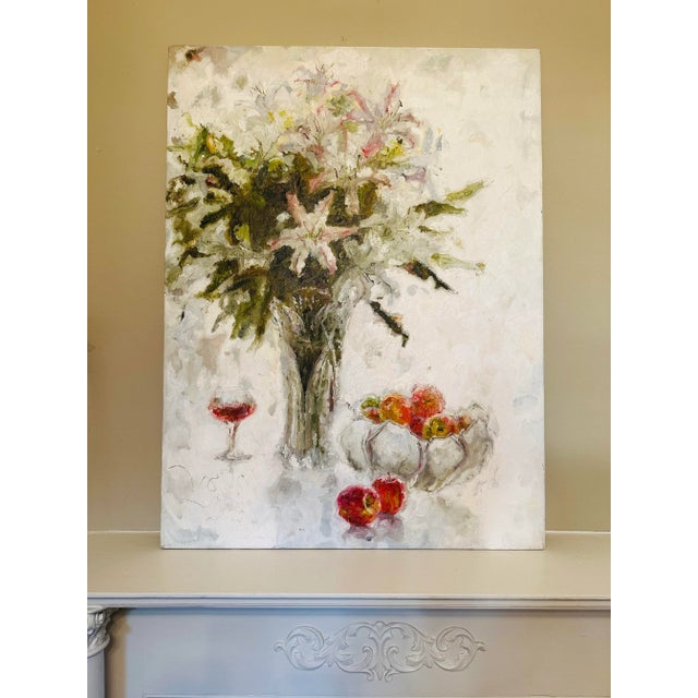 Boho Chic Large Vintage Floral Oil on Canvas For Sale - Image 3 of 11