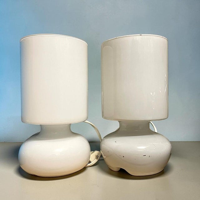 Green, Blue and White Hand-Blown Glass Lykta Table Lamps from Ikea, Set of 4 For Sale - Image 3 of 16