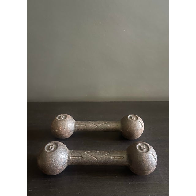 Gray Vintage Cast Iron Barbells For Sale - Image 8 of 8