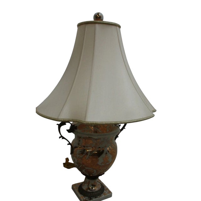 1980s Porcelain Gold Gilt Italian Regency Table Lamp Light Jardiniere For Sale - Image 9 of 10
