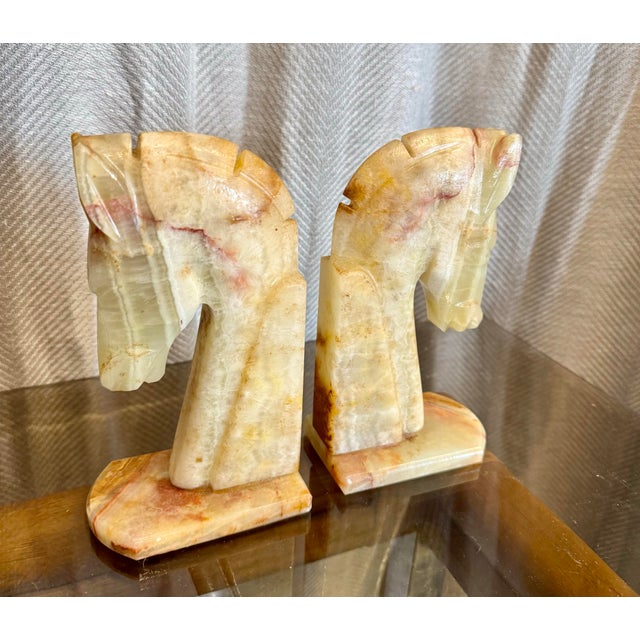 1960s Horse Head Alabaster Bookends For Sale - Image 5 of 5