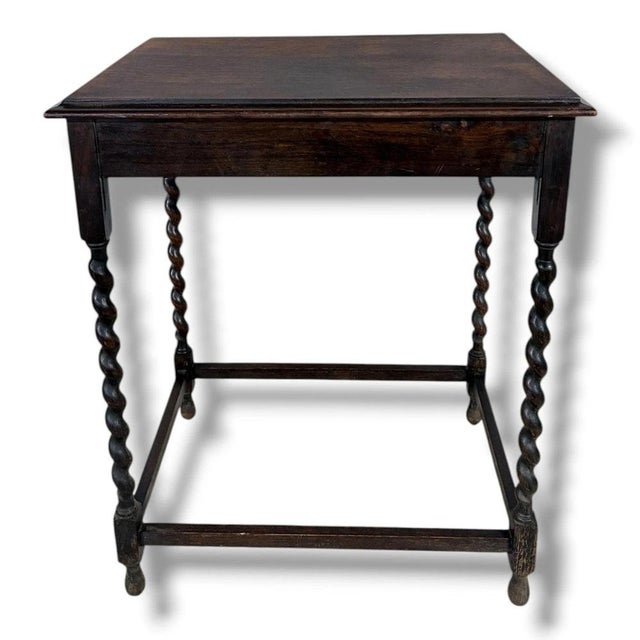 Contemporary Barley Twist Side Table in Oak For Sale - Image 3 of 9