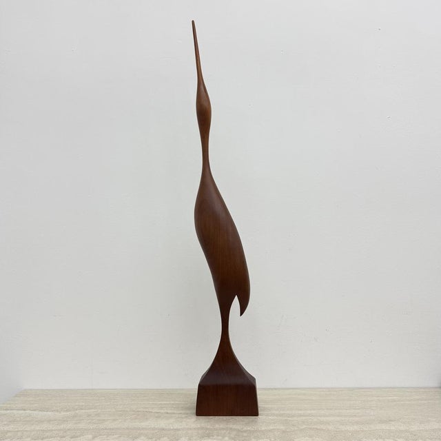 Mid-Century Teak Crane Figurine, 1960s, in Good conditions. Designed 1960 to 1969