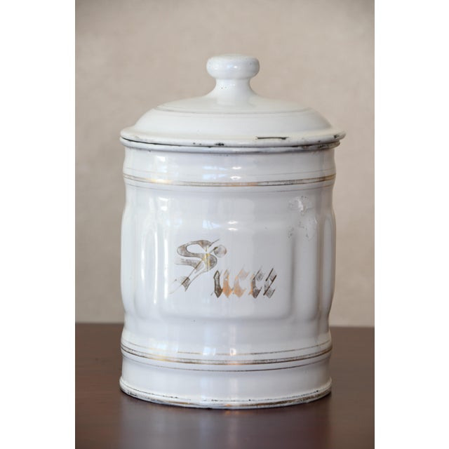 French Country Vintage French Ceramic Sugar Canister For Sale - Image 3 of 3