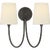 Thomas O'Brien for Visual Comfort Signature Reed Double Sconce in Bronze with Linen Shades For Sale