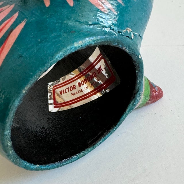 Teal Vintage Mid 20th Century Handmade Folk Art Bird Napkin Rings - Set of 6 For Sale - Image 8 of 9