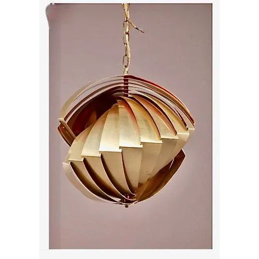 Contemporary Brass Pendant Chandelier, C. 1980s For Sale - Image 3 of 3