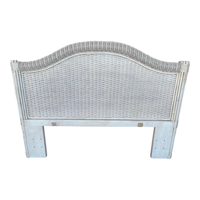 Vintage Wicker Queen Headboard With Rattan Wrapped Sides Chairish