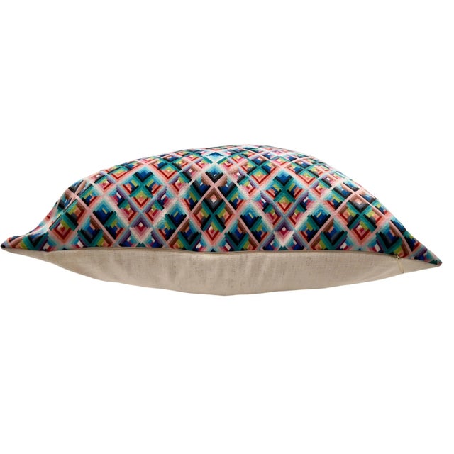 Contemporary 17 X 17 Colorful Diamond Flame Stitch Pillow Cover - Christi Tasker Miami For Sale In Miami - Image 6 of 8