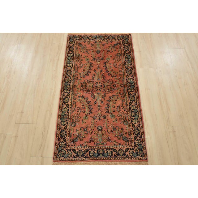 Farmhouse Fine Sarouk Rug 2’5” X 4’6” Pink Wool Traditional Hand-Knotted Oriental Carpet For Sale - Image 3 of 9