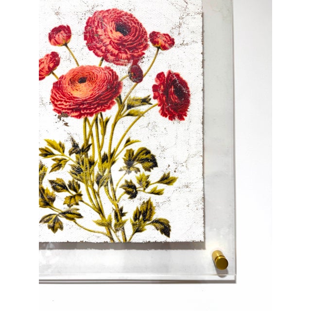 Persian Buttercup - Hand Textured Red Flowers For Sale - Image 6 of 10