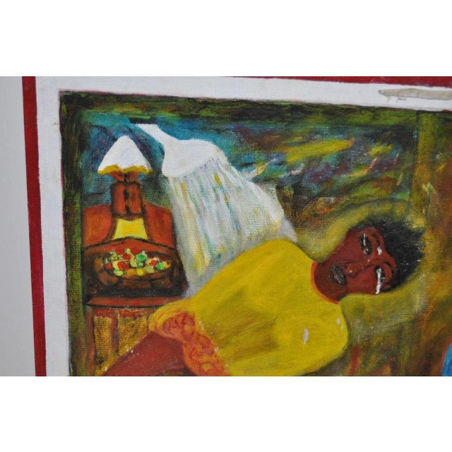 Folk Art Wilbert Griffith "Mother & Daughter" Outsider Folk Art Painting For Sale - Image 3 of 9
