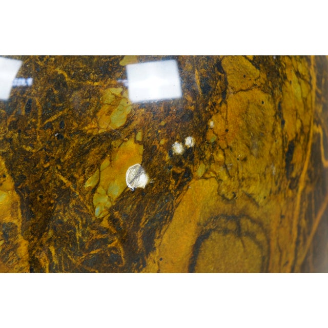 Jade 20th Century Chinese Yellow Green Natural Jade Carved & Polished Marble Vase Urn For Sale - Image 8 of 9