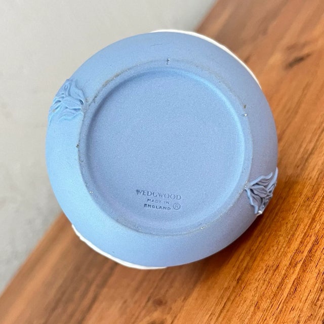 Vintage Cream Color on Pale Blue Jasperware Bud Vase by Wedgwood For Sale In Orlando - Image 6 of 6