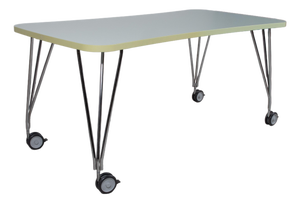 Max Desk in White Wood with Casters from Kartell